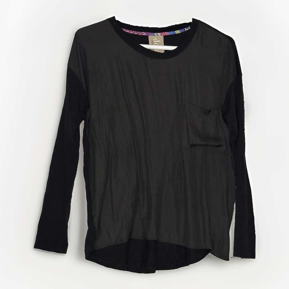 Anthropologie Dolan Lagenlook Minimalist Mixed Media Top Black Relaxed Boxy XS - Picture 1 of 5